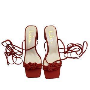 Lulus Jazey terracotta lace up heeled sandals